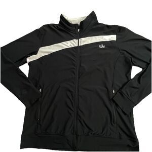 Vintage Nike Zip Up Track Jacket Men’s Extra Large Black Striped Spell Out XL